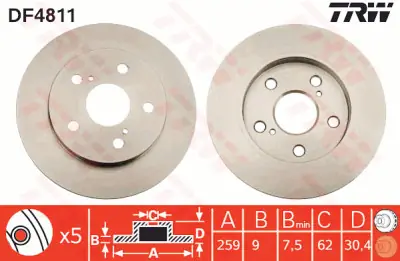 Garantía Incluida Juego de discos de freno TRW DF4811